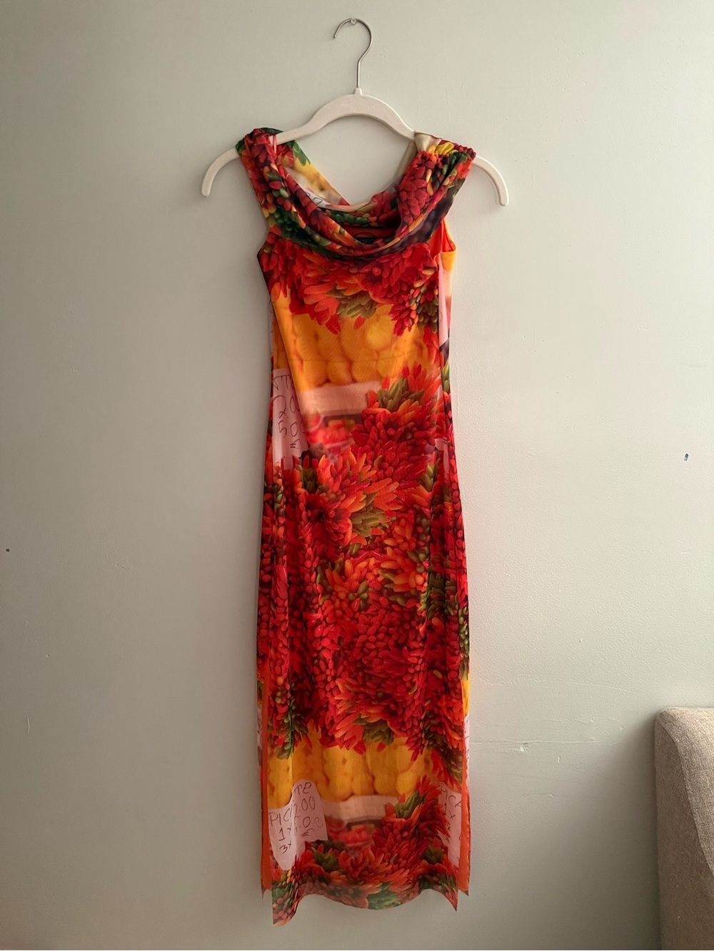Zara Picante Print Tulle Bodycon Maxi Dress